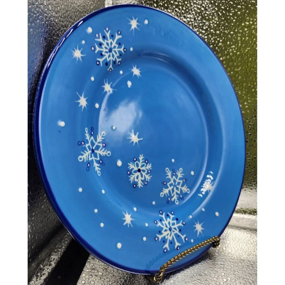 Pfaltzgraff Ice Crystals  Holiday/Winter Snowflakes Salad Plates (Set of Four)